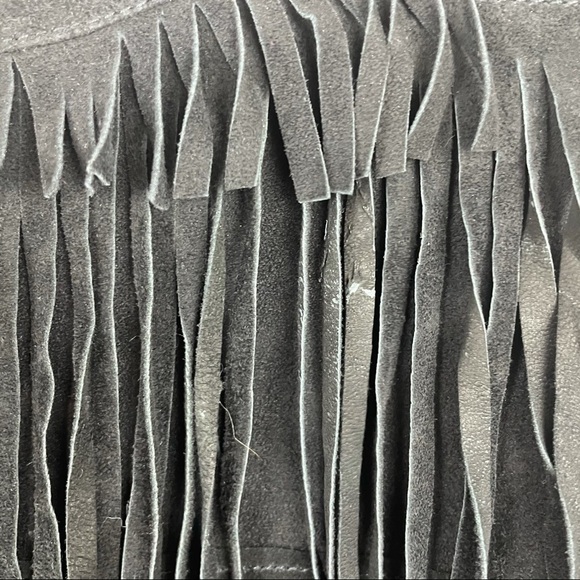 Búl black silk and suede fringe top - Picture 2 of 6